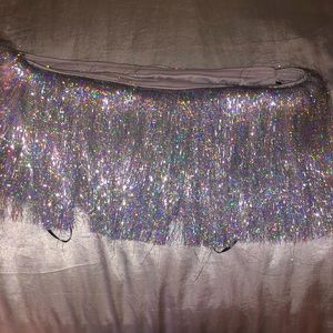 Silver Shimmery Fringed Tube Top